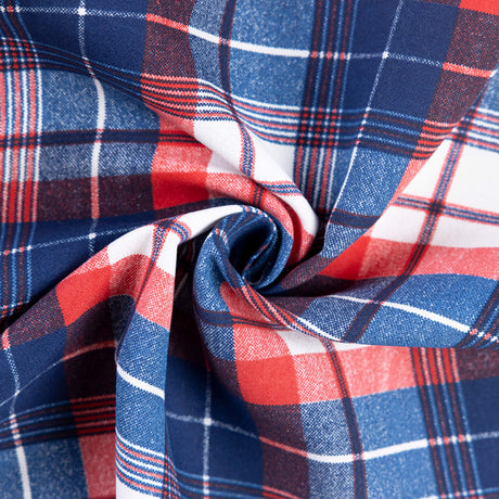 Crêpe 100% viscose - Carreaux rouge & bleu
