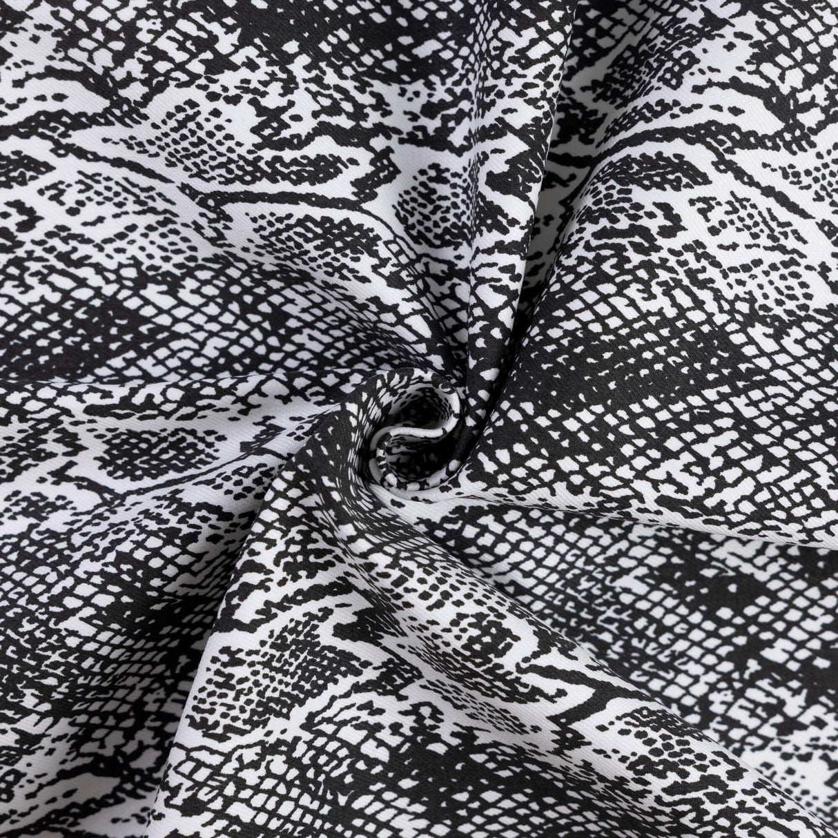 Gabardine coton & élasthanne - Python noir & blanc