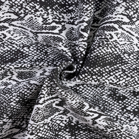 Gabardine coton & élasthanne - Python noir & blanc