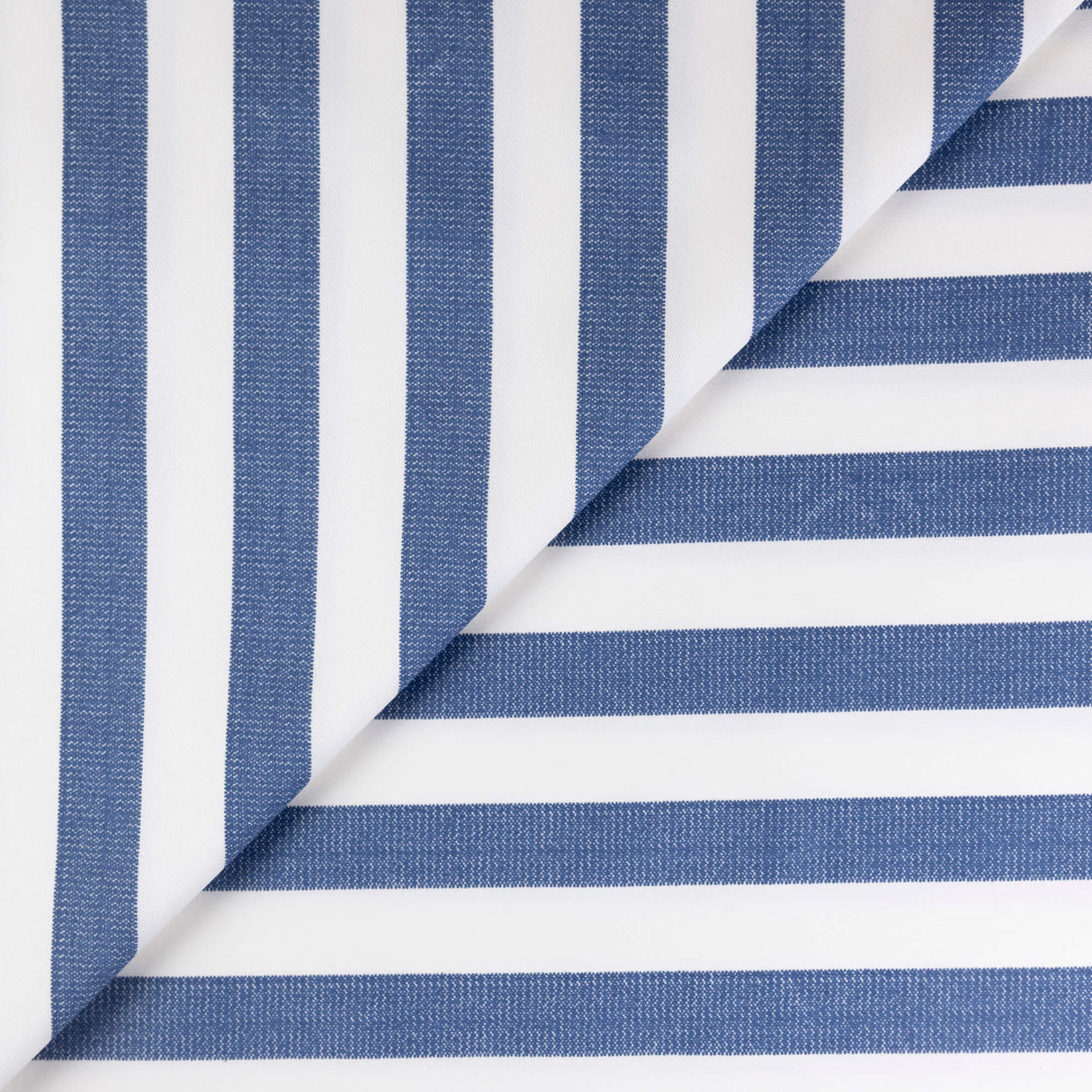Gabardine coton & élasthanne - Rayures bleu denim
