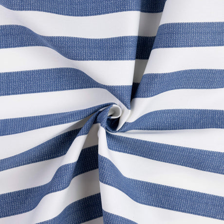 Gabardine coton & élasthanne - Rayures bleu denim