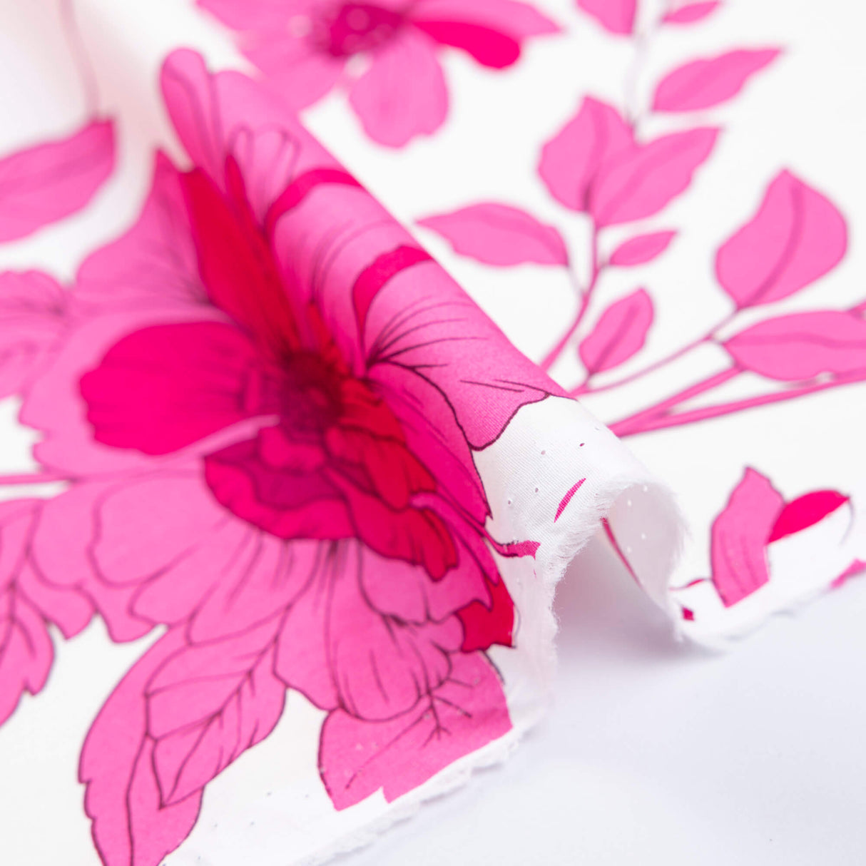 Percale 100% coton - Grandes fleurs roses