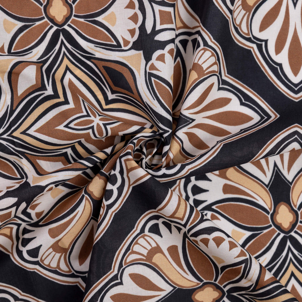 Batiste 100% viscose - Rosace caramel