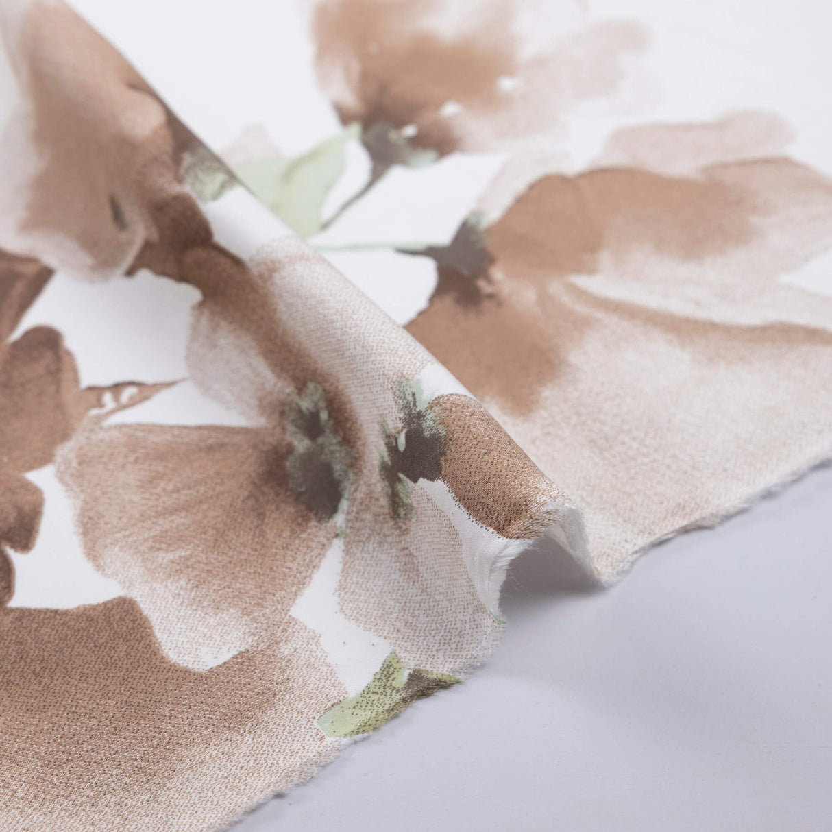 Étoffe 100% viscose - Fleurs beige