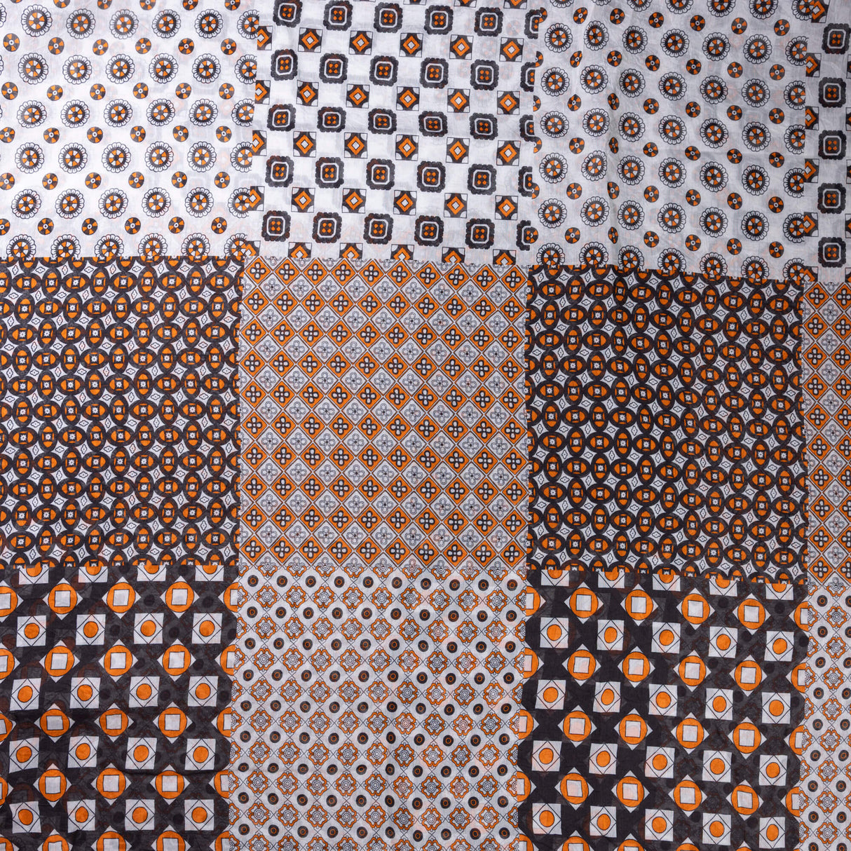 Voile soie & coton - Géométrique orange