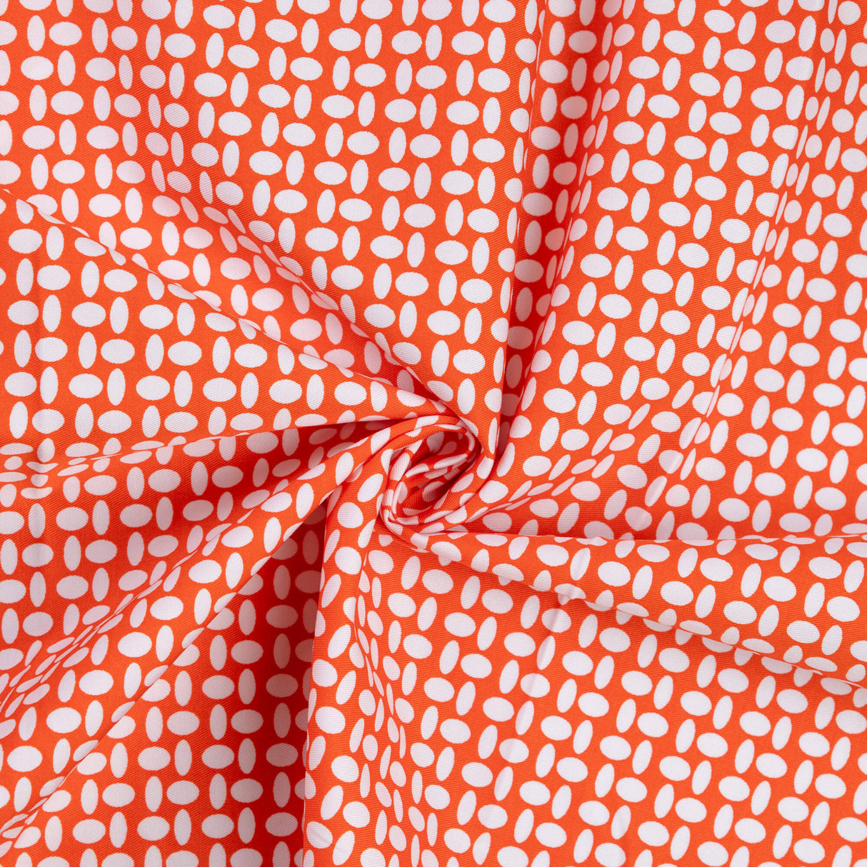 Gabardine coton & élasthanne - Ovales blanc fond orange