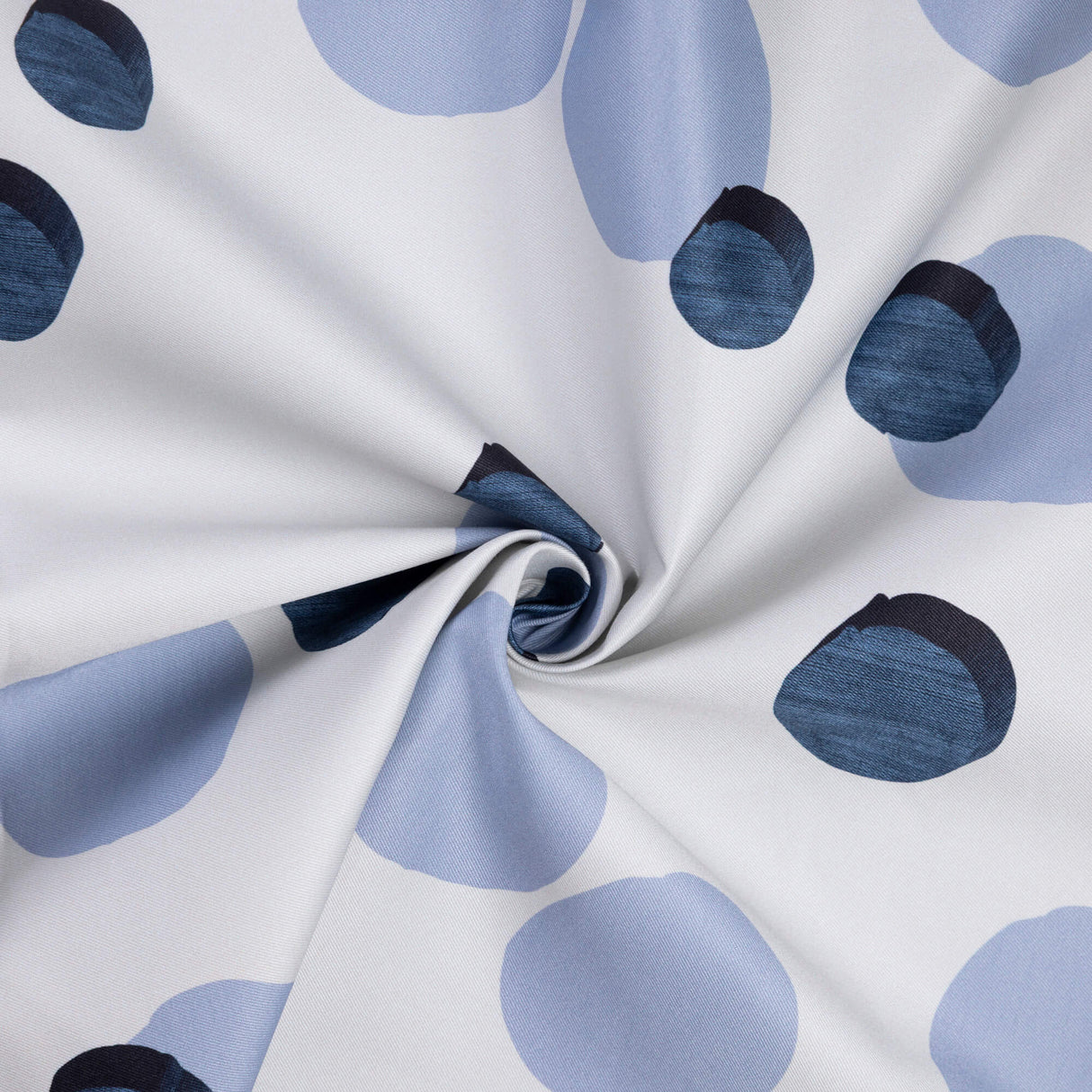Gabardine 100% coton - Pois bleu fond gris clair