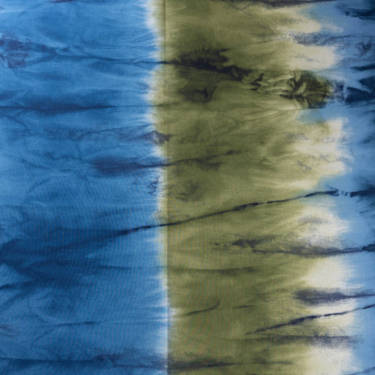 Popeline coton & élasthanne – Dégradé bleu et vert olive