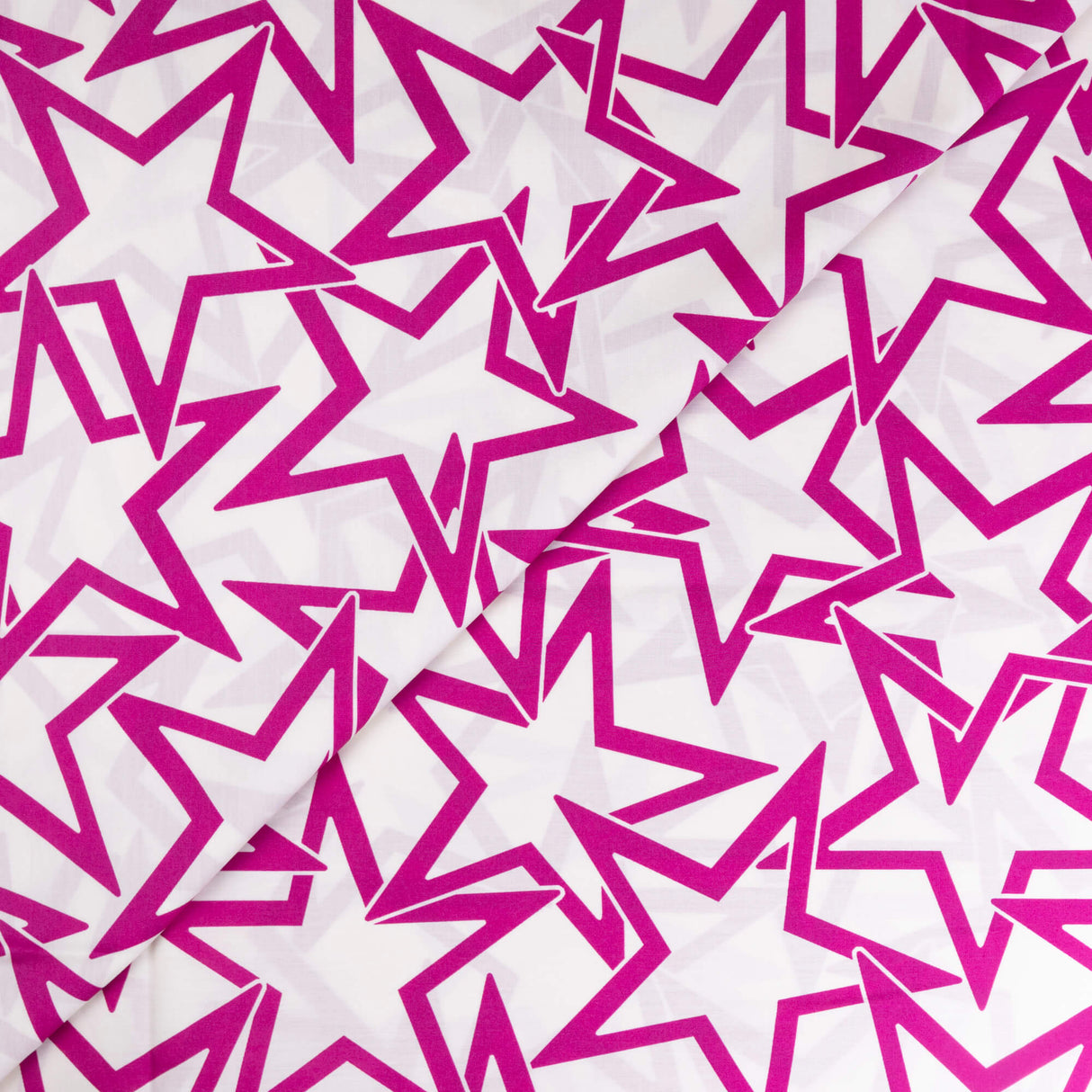 Percale 100% coton – Étoiles fuchsia