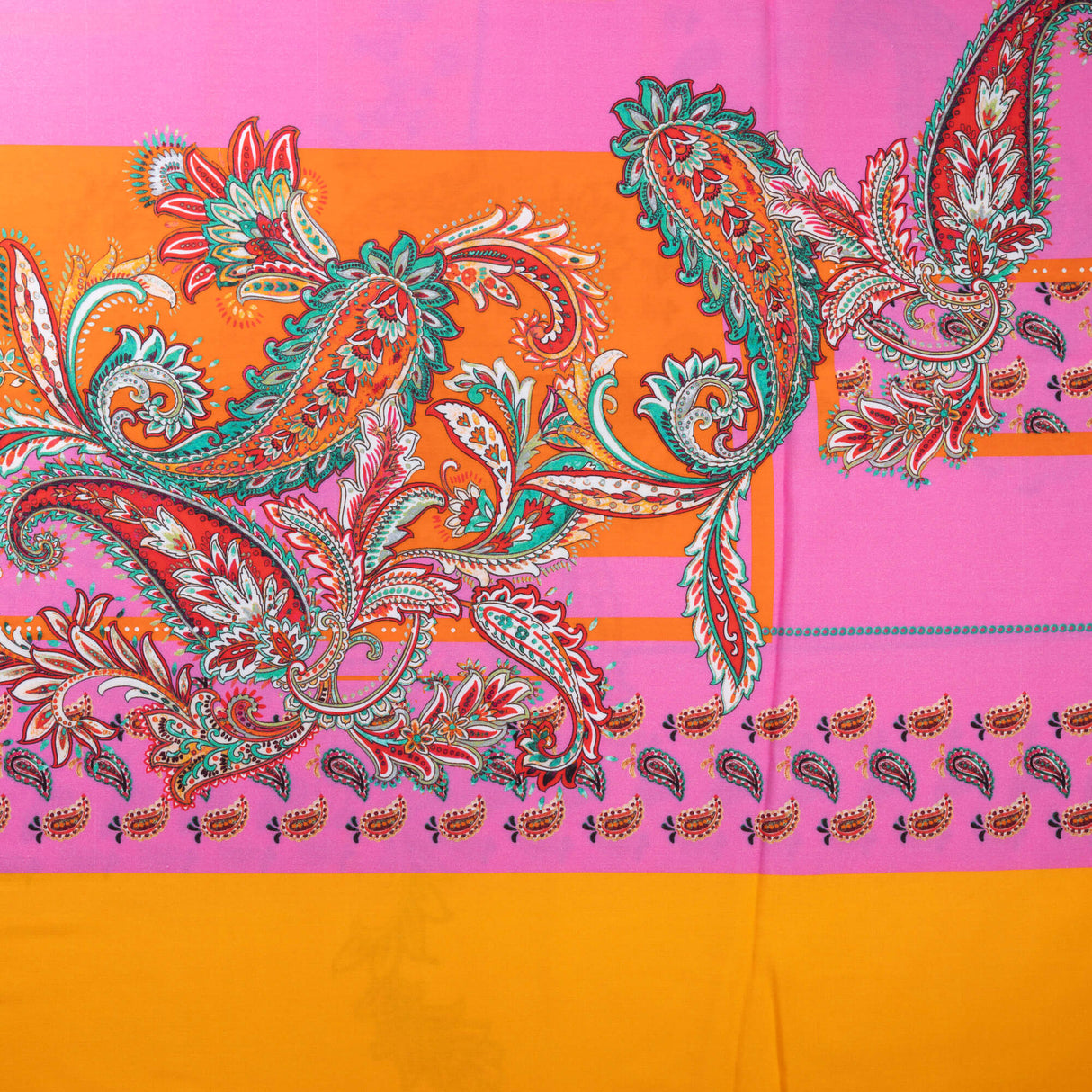 Étoffe 100% viscose – Cachemire rose et orange