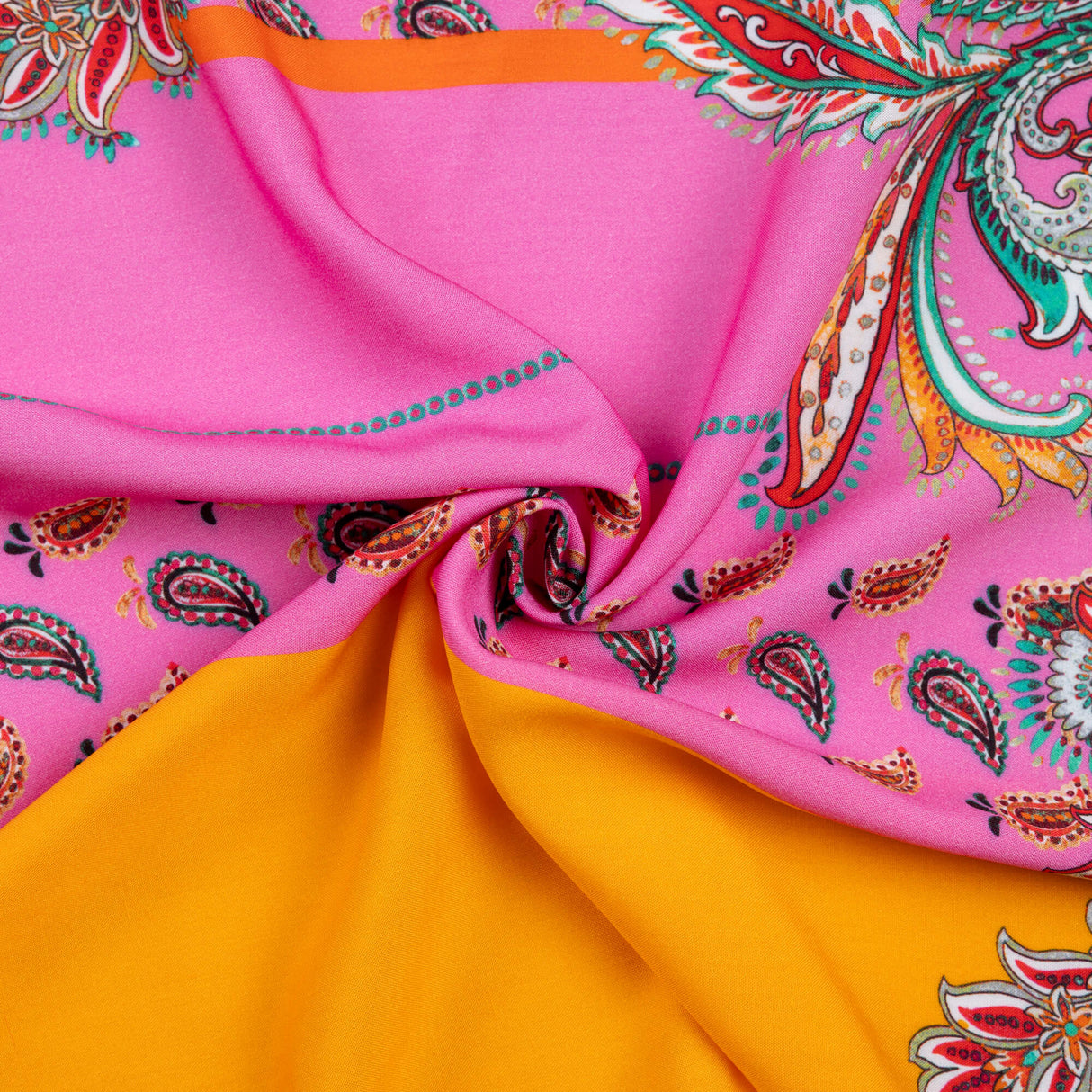 Étoffe 100% viscose – Cachemire rose et orange