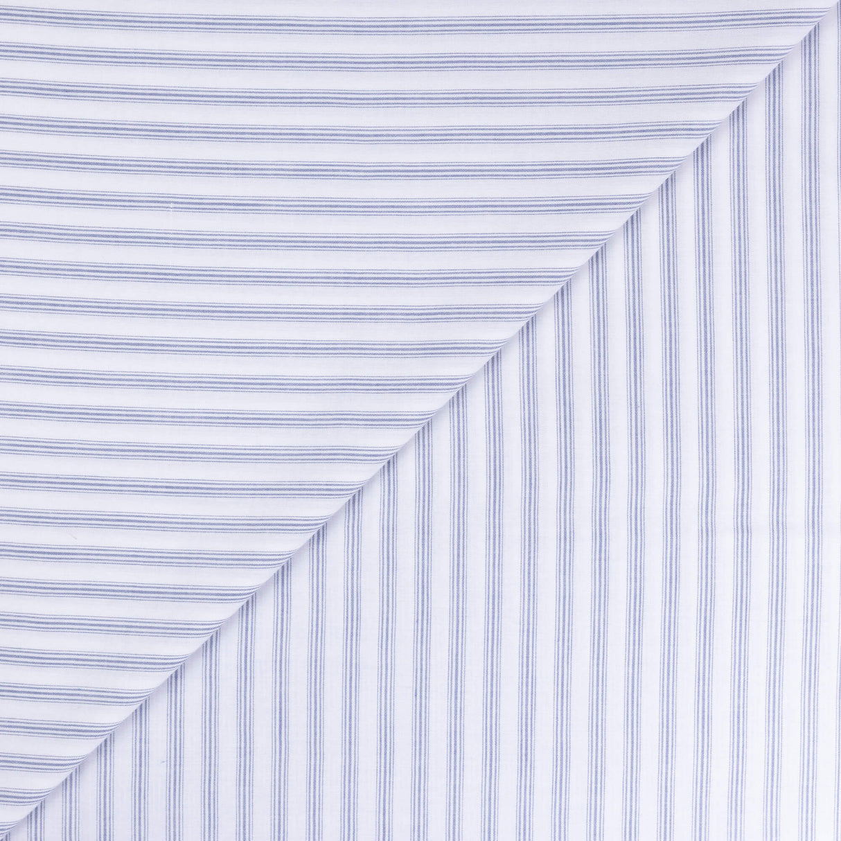 Étoffe 100% viscose – Rayures bleues sur fond blanc
