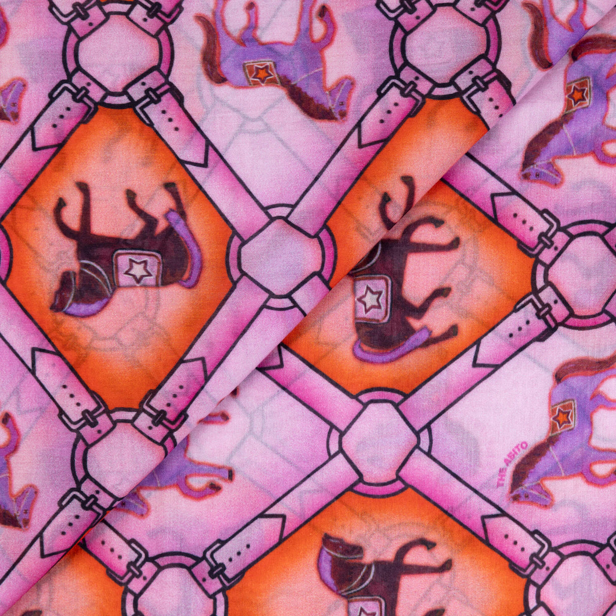 Voile soie & coton – Chevaux roses