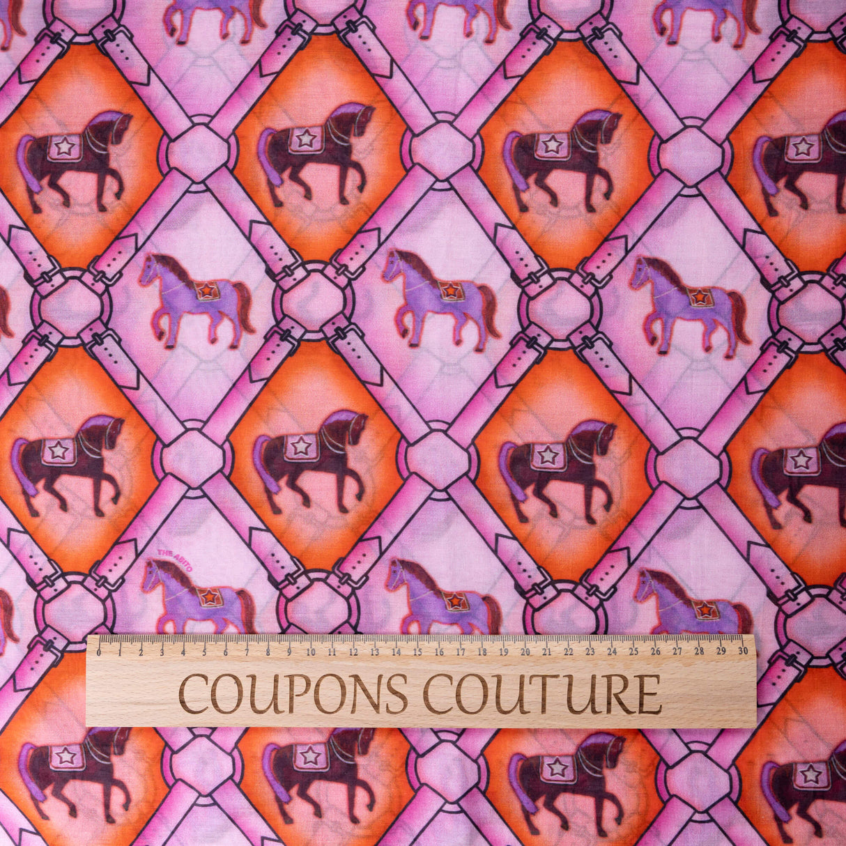 Voile soie & coton – Chevaux roses