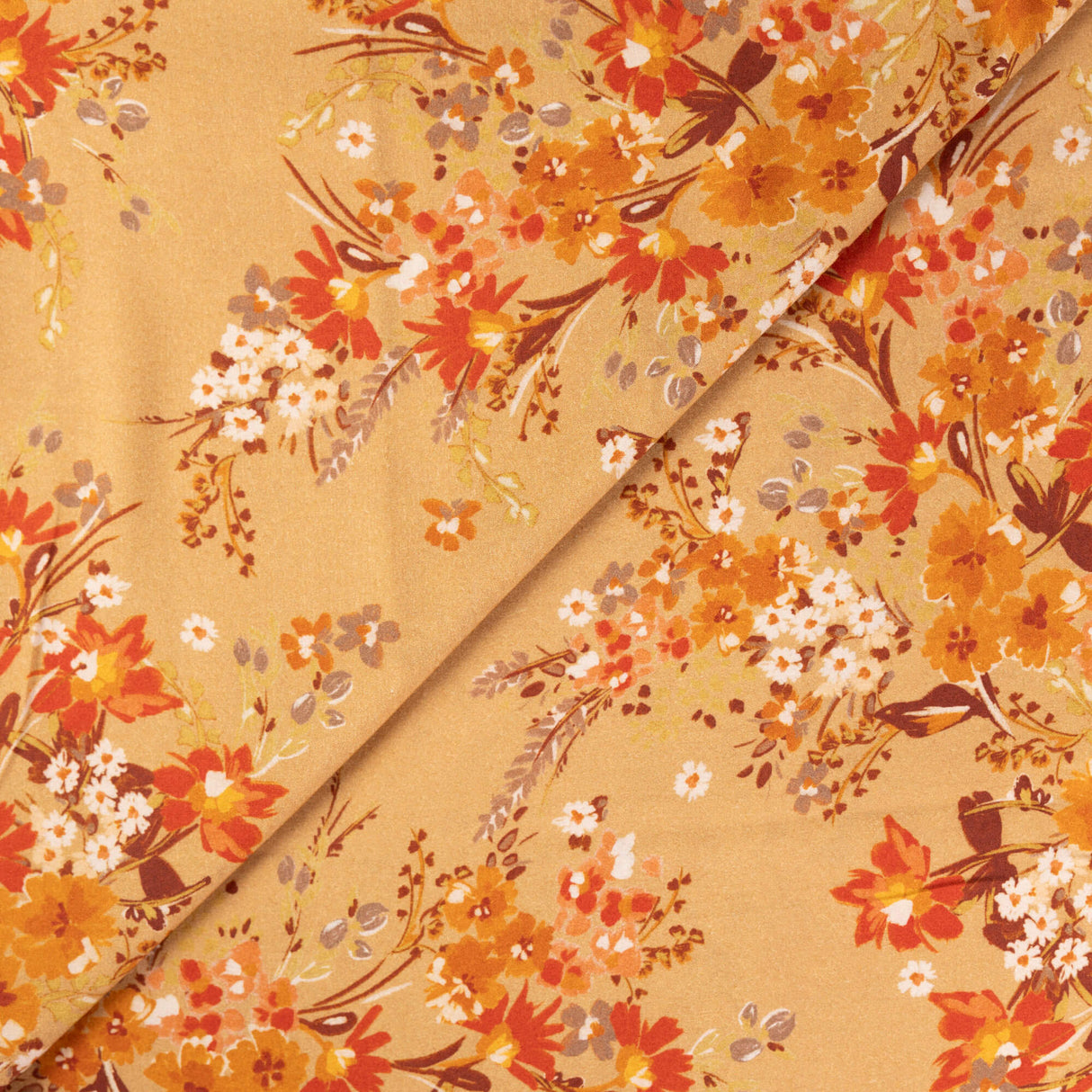 Twill 100% viscose – Fleurs d’automne ocre