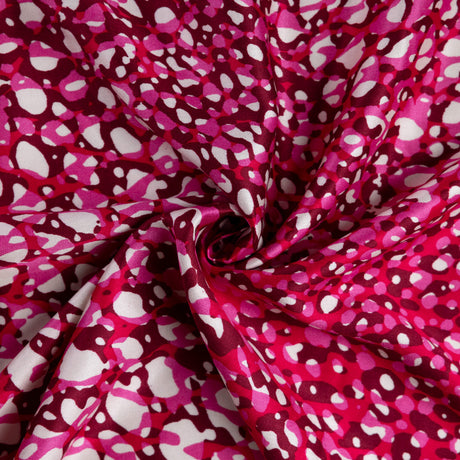 Satin 100% viscose - Abstrait rose fuchsia