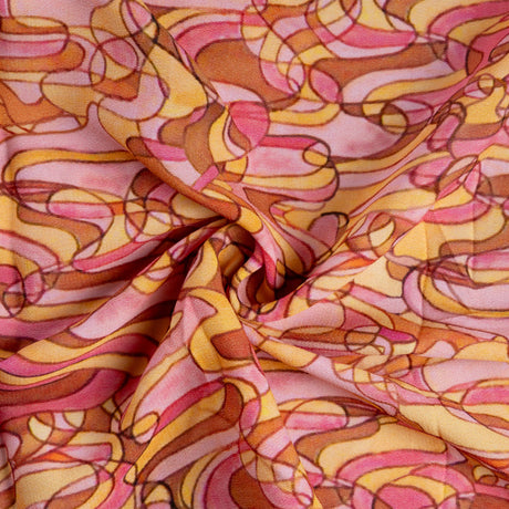 Crêpe 100% viscose - Abstrait rose