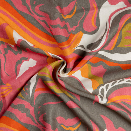 Twill 100% viscose - Fleur rose