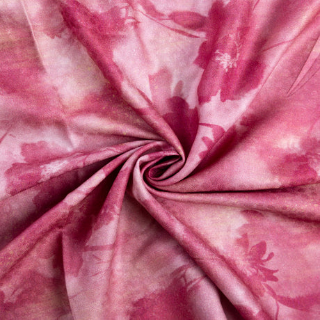 Twill 100% viscose – Fleurs aquarelle roses