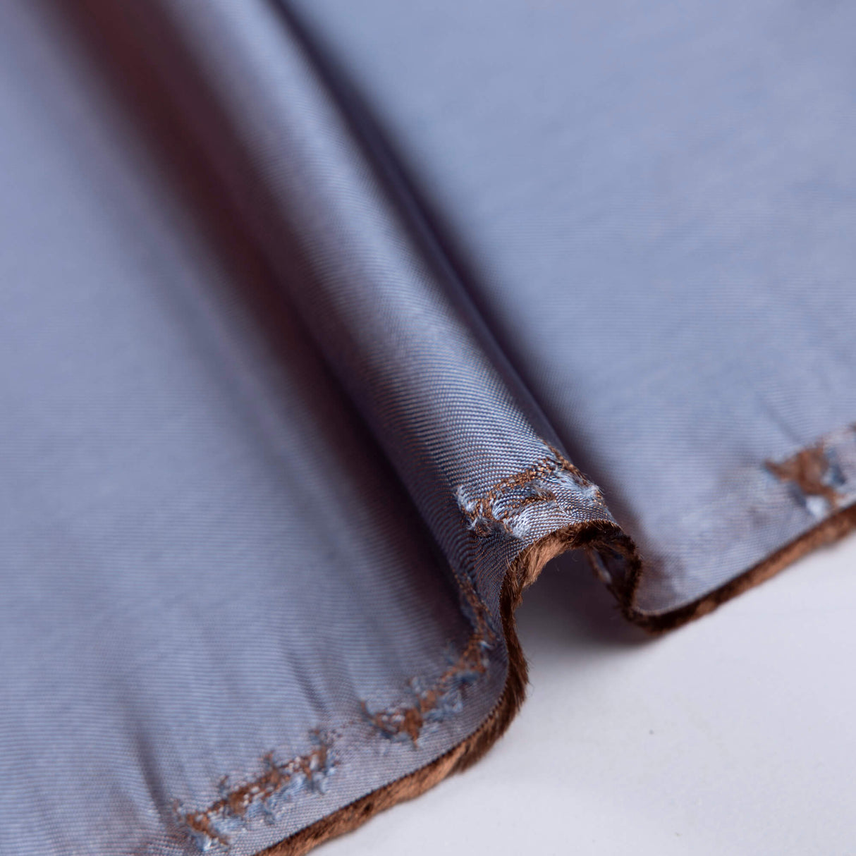 Doublure twill acétate & viscose changeante - Bleu & marron
