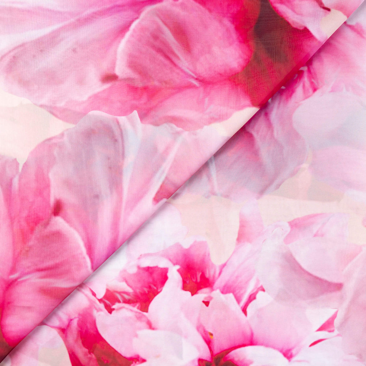 Satin léger - Fleurs roses
