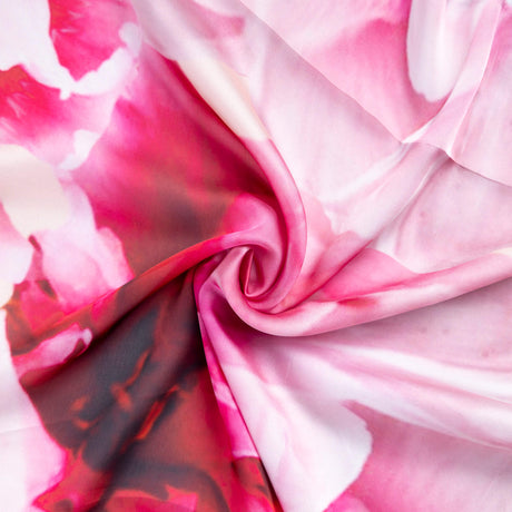 Satin léger - Fleurs roses