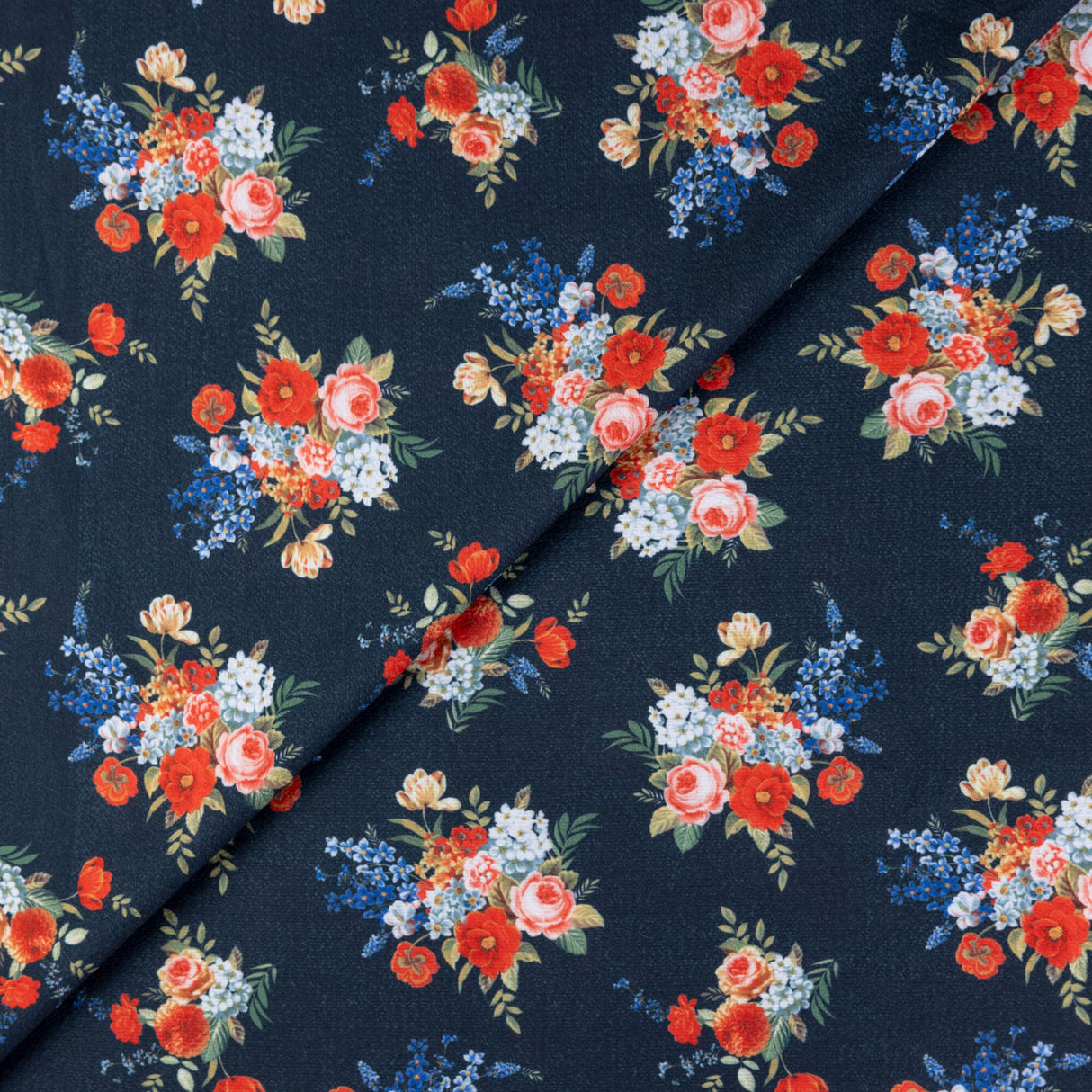 Crêpe – Bouquet rouge fond marine