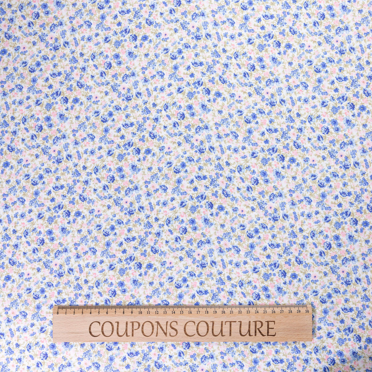 Crêpe élasthanne - Petites fleurs bleues