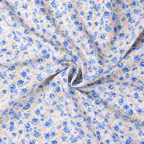 Crêpe élasthanne - Petites fleurs bleues