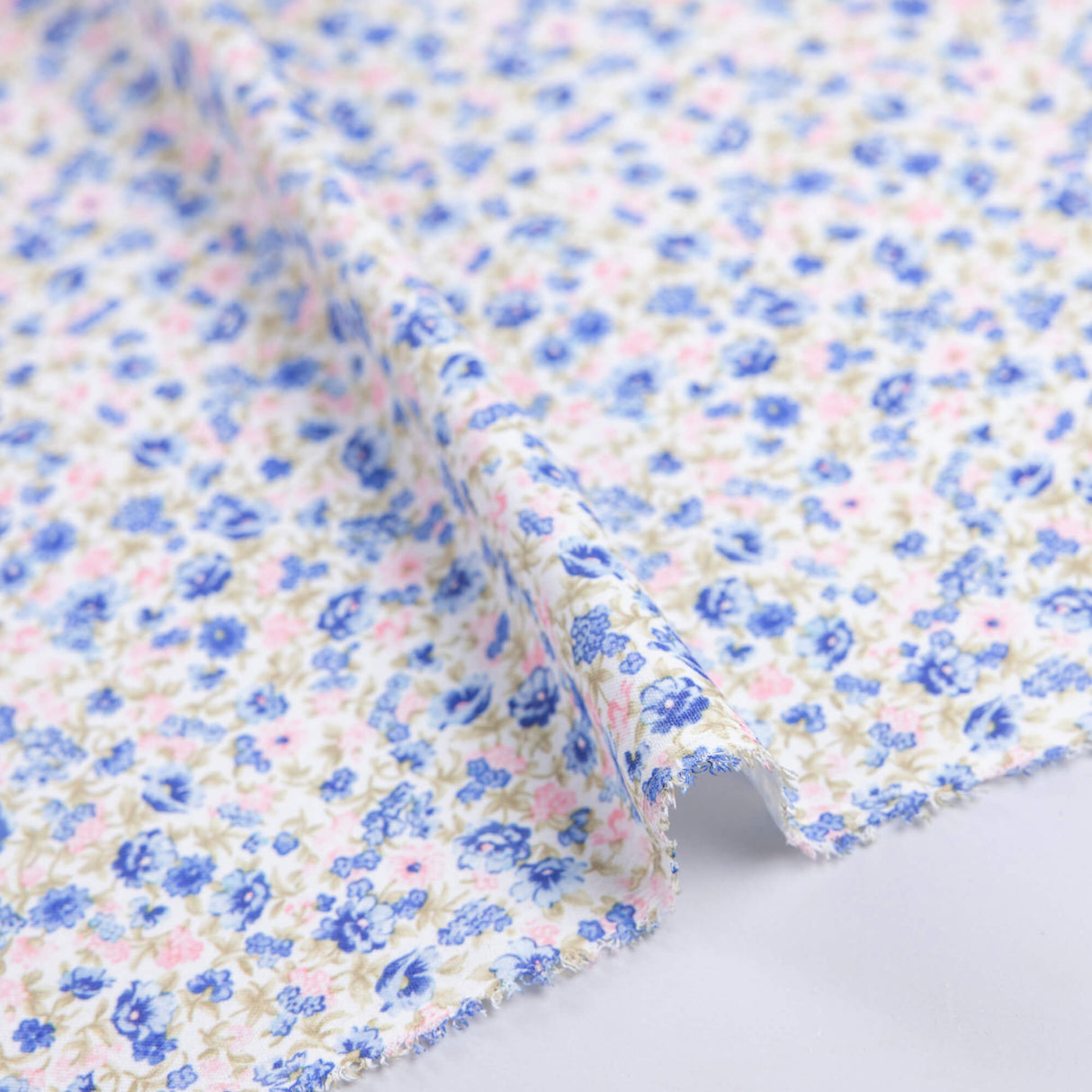 Crêpe élasthanne - Petites fleurs bleues