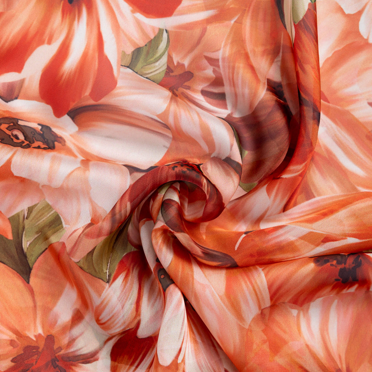 Satin léger – Fleurs corail
