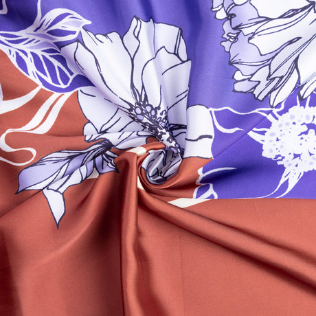 Satin – Fleurs lilas terracotta