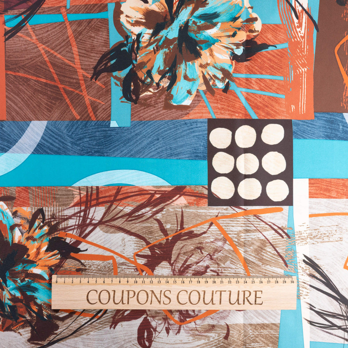 Satin – Fleurs abstraites turquoise