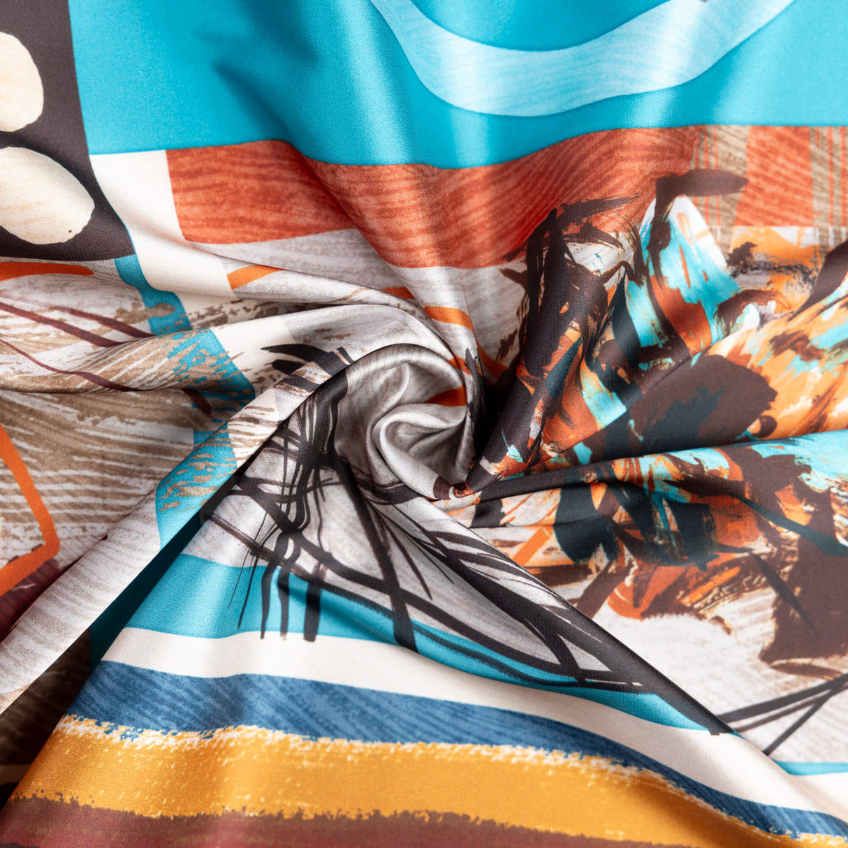 Satin – Fleurs abstraites turquoise
