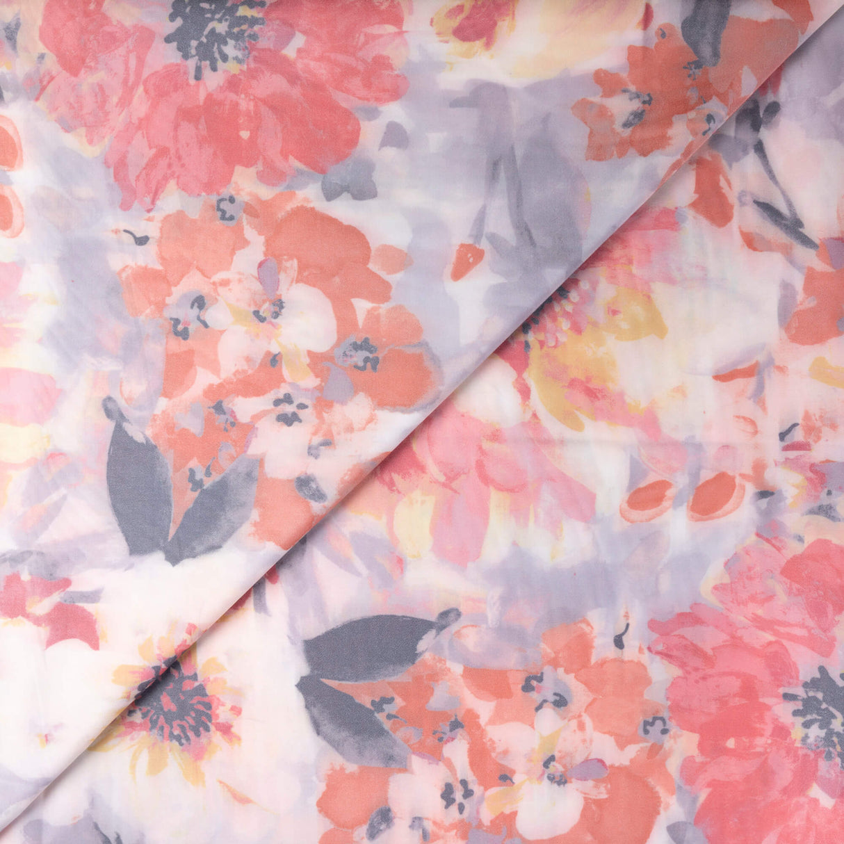 Crêpe imprimé envers satin – Fleurs pastel