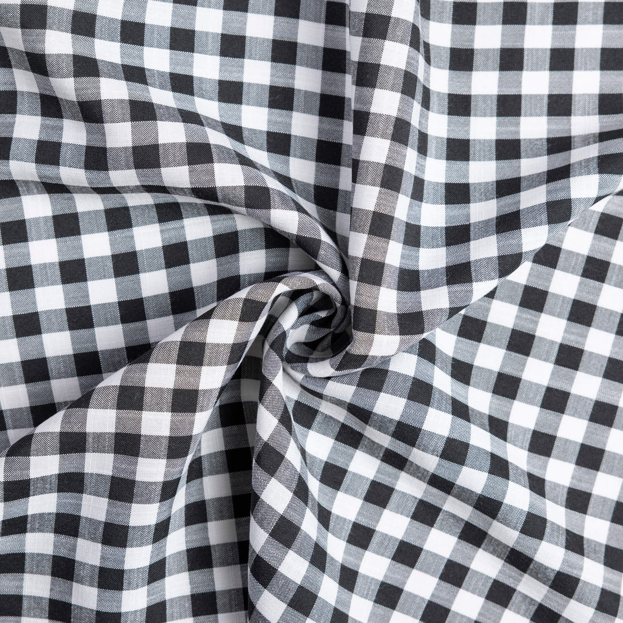 Tissu vichy polyviscose – Noir