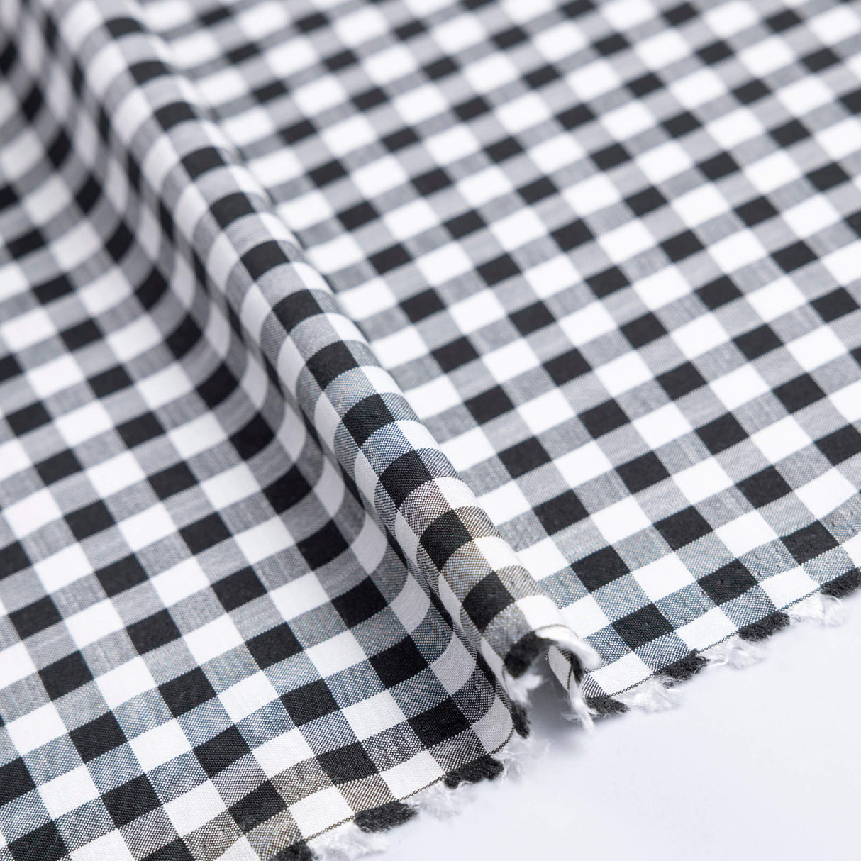 Tissu vichy polyviscose – Noir