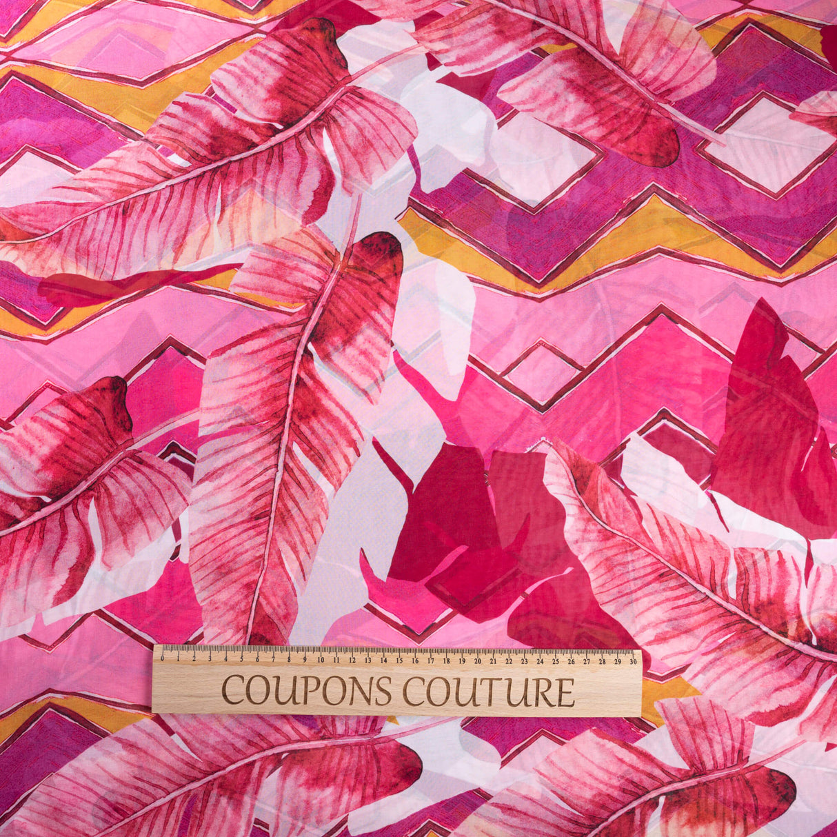 Mousseline – Feuilles tropicales rose