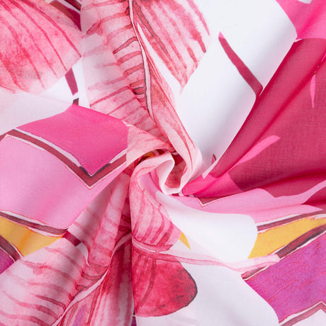Mousseline – Feuilles tropicales rose