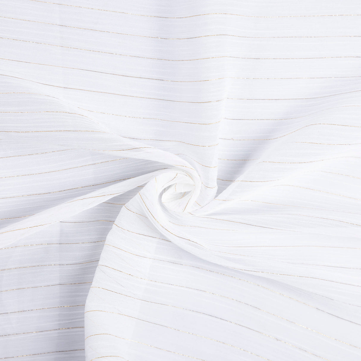 Mousseline blanche à rayures lurex doré