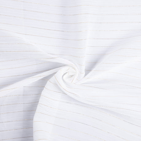 Mousseline blanche à rayures lurex doré