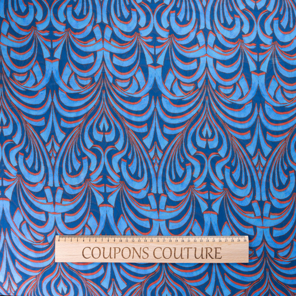 Crêpe - Graphique bleu et corail