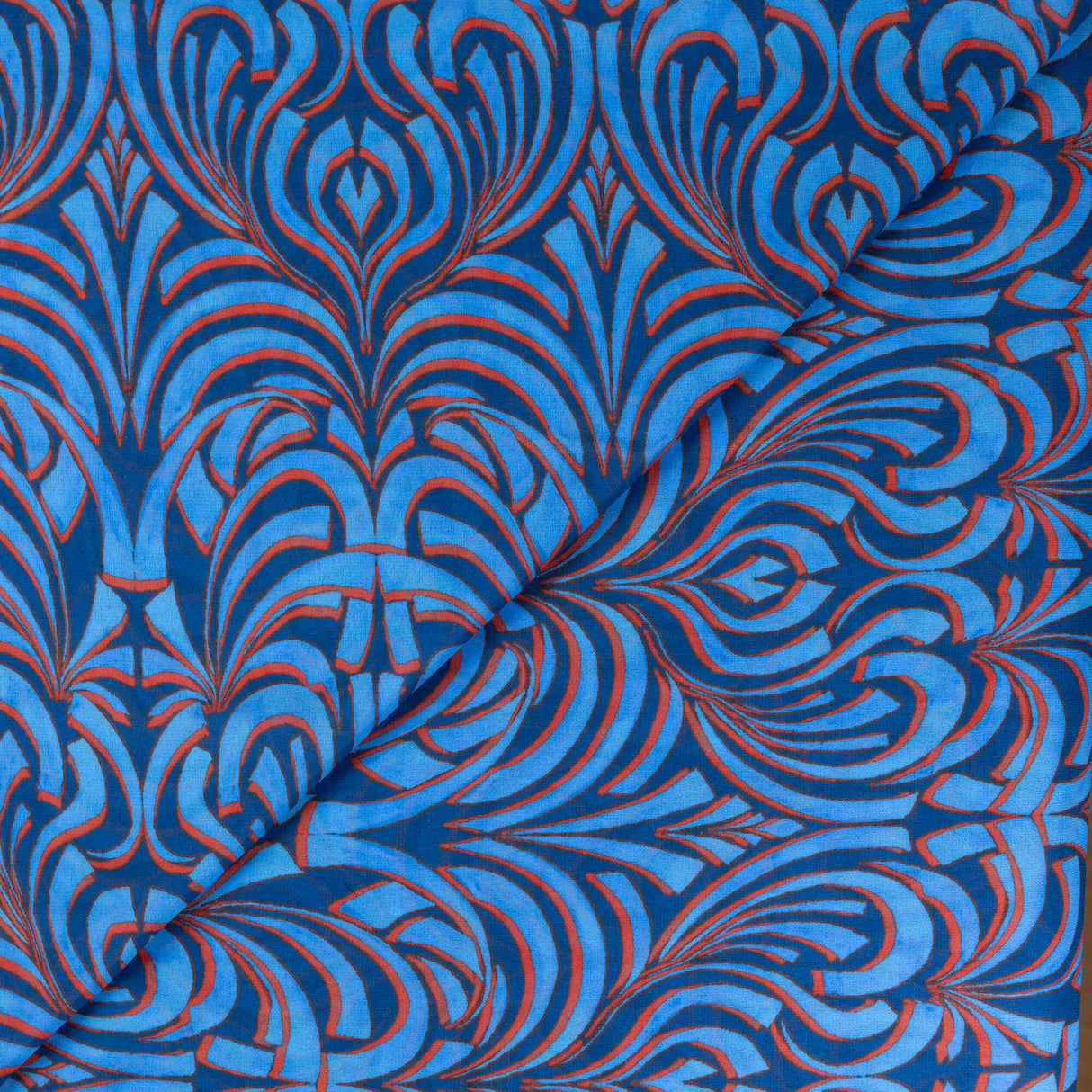 Crêpe - Graphique bleu et corail