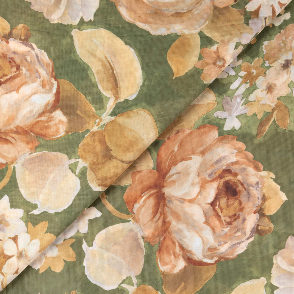Georgette - Fleur beige fond vert