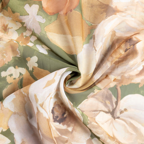 Georgette - Fleur beige fond vert
