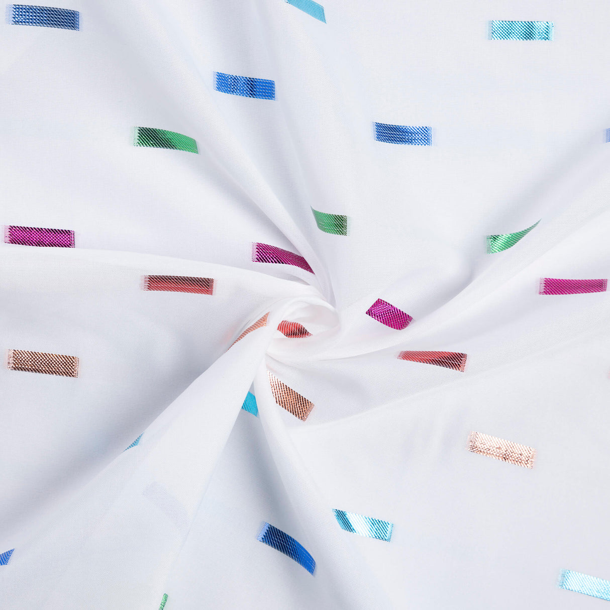 Toile légère blanche - Rectangles lurex multicolores