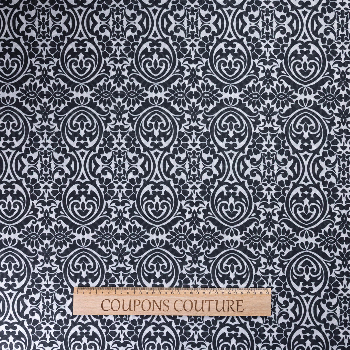 Georgette - Motif baroque noir et blanc