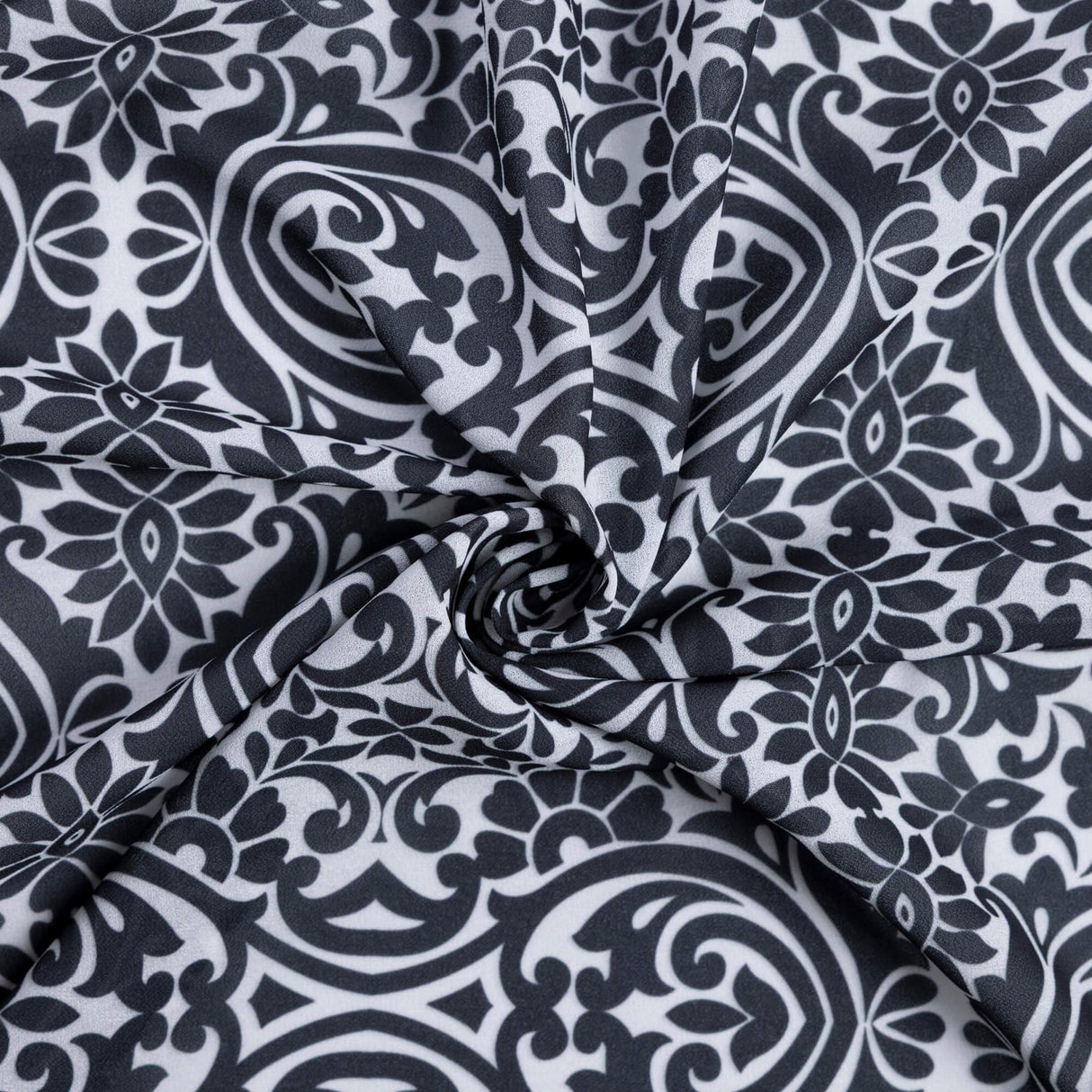 Georgette - Motif baroque noir et blanc