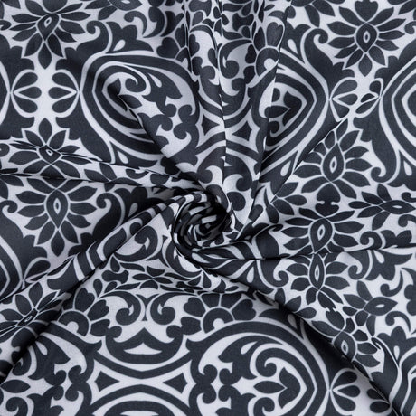 Georgette - Motif baroque noir et blanc
