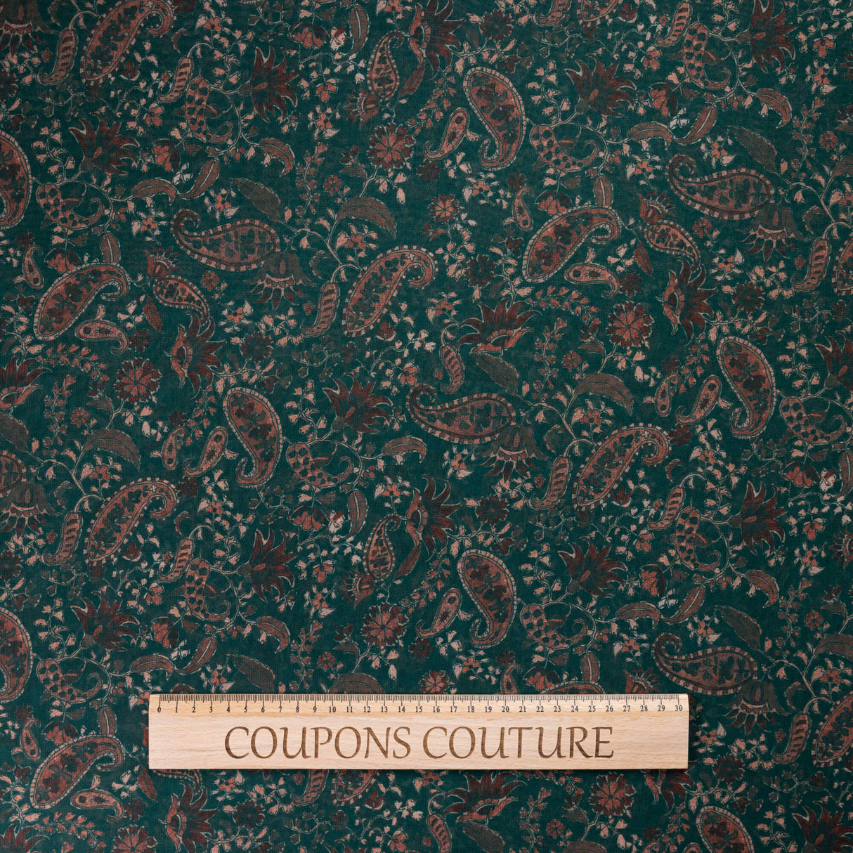 Georgette - Cachemire vert et terracotta
